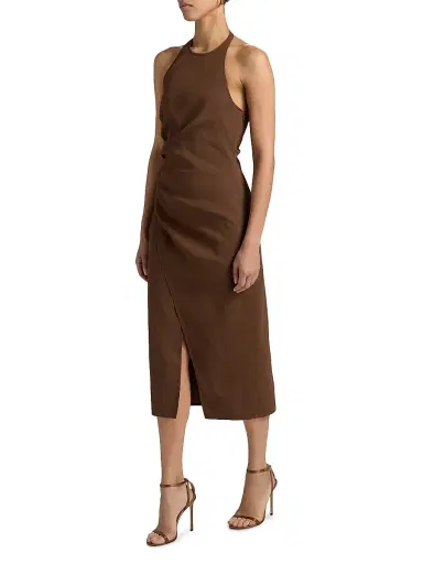 A.L.C. Women's Sylvie Linen-Blend Wrap Midi-Dress - Milk Chocolate | Thumbnail 4 A.L.C. Women's Sylvie Linen-Blend Wrap Midi-Dress - Milk Chocolate | Thumbnail 4