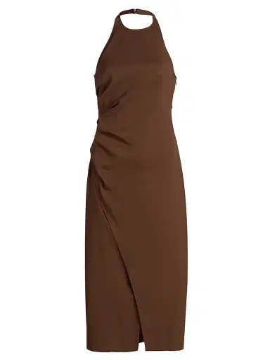 A.L.C. Women's Sylvie Linen-Blend Wrap Midi-Dress - Milk Chocolate | Thumbnail 1 A.L.C. Women's Sylvie Linen-Blend Wrap Midi-Dress - Milk Chocolate | Thumbnail 1