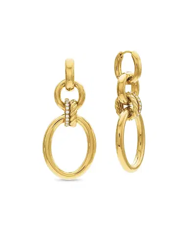 David Yurman Women's DY Mercer Circular Drop Earrings In 18K Yellow Gold - Gold | Thumbnail 3 David Yurman Women's DY Mercer Circular Drop Earrings In 18K Yellow Gold - Gold | Thumbnail 3
