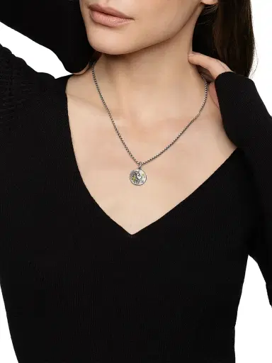 David Yurman Women's Amulet in Sterling Silver with 18K Yellow Gold and Diamonds, 19MM - Leo | Thumbnail 2 David Yurman Women's Amulet in Sterling Silver with 18K Yellow Gold and Diamonds, 19MM - Leo | Thumbnail 2
