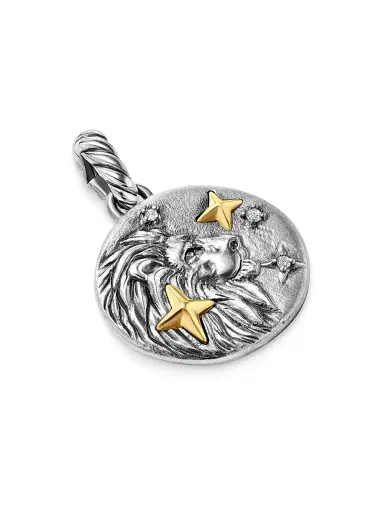 David Yurman Women's Amulet in Sterling Silver with 18K Yellow Gold and Diamonds, 19MM - Leo | Thumbnail 3 David Yurman Women's Amulet in Sterling Silver with 18K Yellow Gold and Diamonds, 19MM - Leo | Thumbnail 3