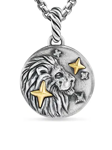 David Yurman Women's Amulet in Sterling Silver with 18K Yellow Gold and Diamonds, 19MM - Leo | Thumbnail 5 David Yurman Women's Amulet in Sterling Silver with 18K Yellow Gold and Diamonds, 19MM - Leo | Thumbnail 5