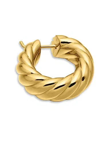 David Yurman Women's Sculpted Cable Hoop Earrings In 18K Yellow Gold - Gold | Thumbnail 3 David Yurman Women's Sculpted Cable Hoop Earrings In 18K Yellow Gold - Gold | Thumbnail 3
