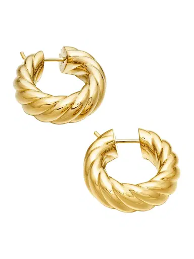 David Yurman Women's Sculpted Cable Hoop Earrings In 18K Yellow Gold - Gold | Thumbnail 4 David Yurman Women's Sculpted Cable Hoop Earrings In 18K Yellow Gold - Gold | Thumbnail 4