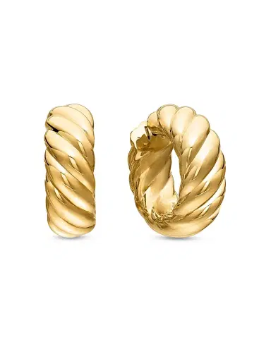 David Yurman Women's Sculpted Cable Hoop Earrings In 18K Yellow Gold - Gold | Thumbnail 1 David Yurman Women's Sculpted Cable Hoop Earrings In 18K Yellow Gold - Gold | Thumbnail 1