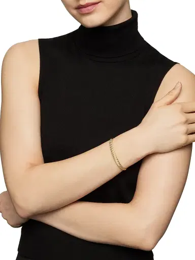 David Yurman Women's Sculpted Cable Bangle Bracelet in 18K Yellow Gold - Diamond | Thumbnail 2 David Yurman Women's Sculpted Cable Bangle Bracelet in 18K Yellow Gold - Diamond | Thumbnail 2