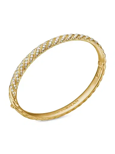 David Yurman Women's Sculpted Cable Bangle Bracelet in 18K Yellow Gold - Diamond | Thumbnail 3 David Yurman Women's Sculpted Cable Bangle Bracelet in 18K Yellow Gold - Diamond | Thumbnail 3