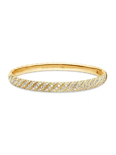 David Yurman Women's Sculpted Cable Bangle Bracelet in 18K Yellow Gold - Diamond | Thumbnail 4 David Yurman Women's Sculpted Cable Bangle Bracelet in 18K Yellow Gold - Diamond | Thumbnail 4
