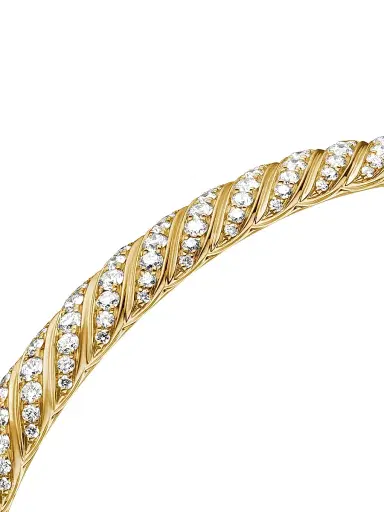 David Yurman Women's Sculpted Cable Bangle Bracelet in 18K Yellow Gold - Diamond | Thumbnail 5 David Yurman Women's Sculpted Cable Bangle Bracelet in 18K Yellow Gold - Diamond | Thumbnail 5