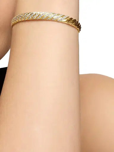 David Yurman Women's Sculpted Cable Bangle Bracelet in 18K Yellow Gold - Diamond | Thumbnail 7 David Yurman Women's Sculpted Cable Bangle Bracelet in 18K Yellow Gold - Diamond | Thumbnail 7