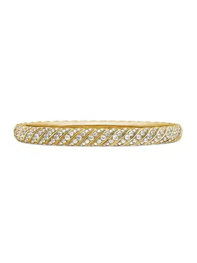 David Yurman Women's Sculpted Cable Bangle Bracelet in 18K Yellow Gold - Diamond | Thumbnail 1 David Yurman Women's Sculpted Cable Bangle Bracelet in 18K Yellow Gold - Diamond | Thumbnail 1