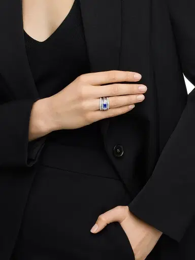 David Yurman Women's Stax Five Row Ring in 18K White Gold - Tanzanite | Thumbnail 2 David Yurman Women's Stax Five Row Ring in 18K White Gold - Tanzanite | Thumbnail 2