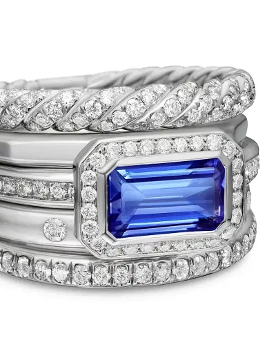 David Yurman Women's Stax Five Row Ring in 18K White Gold - Tanzanite | Thumbnail 5 David Yurman Women's Stax Five Row Ring in 18K White Gold - Tanzanite | Thumbnail 5