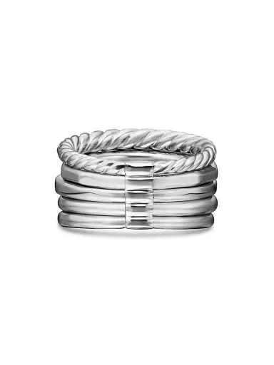 David Yurman Women's Stax Five Row Ring in 18K White Gold - Tanzanite | Thumbnail 6 David Yurman Women's Stax Five Row Ring in 18K White Gold - Tanzanite | Thumbnail 6