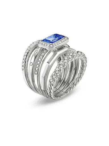 David Yurman Women's Stax Five Row Ring in 18K White Gold - Tanzanite | Thumbnail 7 David Yurman Women's Stax Five Row Ring in 18K White Gold - Tanzanite | Thumbnail 7