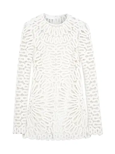 Simkhai Women's McCall Crocheted Long-Sleeve Minidress - White - Size 0 | Thumbnail 1 Simkhai Women's McCall Crocheted Long-Sleeve Minidress - White - Size 0 | Thumbnail 1