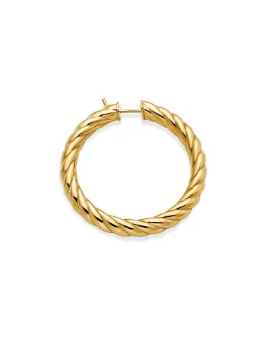 David Yurman Women's Sculpted Cable Hoop Earrings In 18K Yellow Gold - Gold | Thumbnail 3 David Yurman Women's Sculpted Cable Hoop Earrings In 18K Yellow Gold - Gold | Thumbnail 3