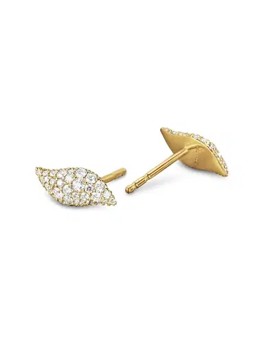 David Yurman Women's Petite Pavé Flute Stud Earrings in 18K Yellow Gold with Diamonds, 10.6MM - Diamond | Thumbnail 2 David Yurman Women's Petite Pavé Flute Stud Earrings in 18K Yellow Gold with Diamonds, 10.6MM - Diamond | Thumbnail 2