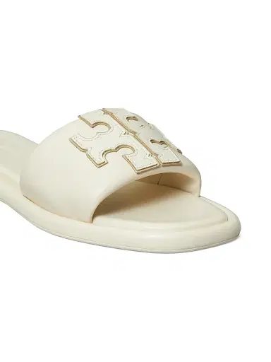 Tory Burch Women's Double-T Monogram Padded Leather Slide Sandals - Cream - Size 9.5 | Thumbnail 4 Tory Burch Women's Double-T Monogram Padded Leather Slide Sandals - Cream - Size 9.5 | Thumbnail 4