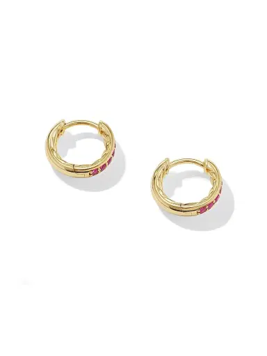 David Yurman Women's Petite Pavé Huggie Hoop Earrings in 18K Yellow Gold - Ruby | Thumbnail 2 David Yurman Women's Petite Pavé Huggie Hoop Earrings in 18K Yellow Gold - Ruby | Thumbnail 2