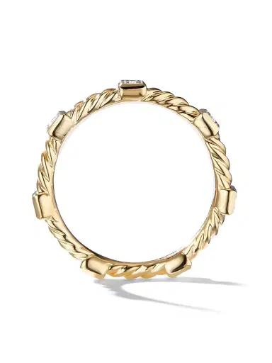 David Yurman Women's Cable Collectibles Stations Stack Ring in 18K Yellow Gold - Gold | Thumbnail 2 David Yurman Women's Cable Collectibles Stations Stack Ring in 18K Yellow Gold - Gold | Thumbnail 2