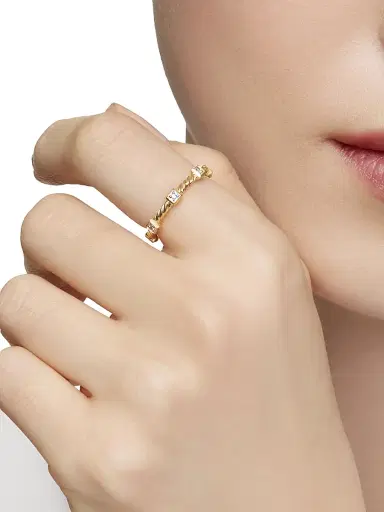 David Yurman Women's Cable Collectibles Stations Stack Ring in 18K Yellow Gold - Gold | Thumbnail 6 David Yurman Women's Cable Collectibles Stations Stack Ring in 18K Yellow Gold - Gold | Thumbnail 6