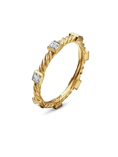 David Yurman Women's Cable Collectibles Stations Stack Ring in 18K Yellow Gold - Gold | Thumbnail 7 David Yurman Women's Cable Collectibles Stations Stack Ring in 18K Yellow Gold - Gold | Thumbnail 7