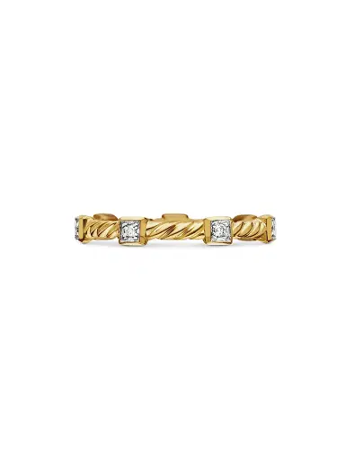 David Yurman Women's Cable Collectibles Stations Stack Ring in 18K Yellow Gold - Gold | Thumbnail 8 David Yurman Women's Cable Collectibles Stations Stack Ring in 18K Yellow Gold - Gold | Thumbnail 8
