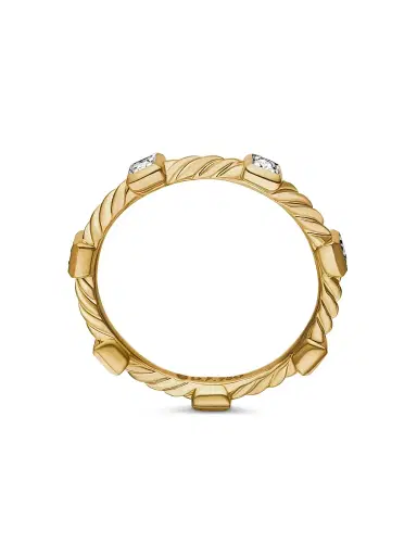 David Yurman Women's Cable Collectibles Stations Stack Ring in 18K Yellow Gold - Gold | Thumbnail 9 David Yurman Women's Cable Collectibles Stations Stack Ring in 18K Yellow Gold - Gold | Thumbnail 9