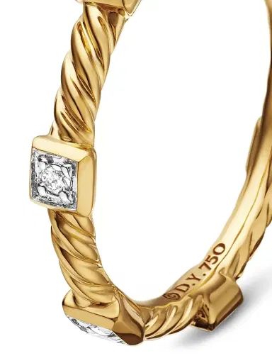 David Yurman Women's Cable Collectibles Stations Stack Ring in 18K Yellow Gold - Gold | Thumbnail 10 David Yurman Women's Cable Collectibles Stations Stack Ring in 18K Yellow Gold - Gold | Thumbnail 10