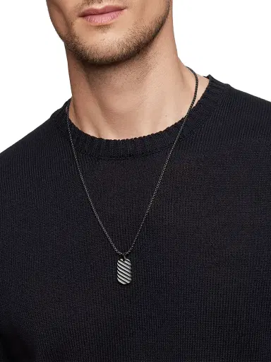 David Yurman Men's Sculpted Cable Tag in Black Titanium, 27MM - Black | Thumbnail 2 David Yurman Men's Sculpted Cable Tag in Black Titanium, 27MM - Black | Thumbnail 2