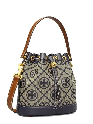 Tory Burch Women's T Monogram Jacquard Bucket Bag - Tory Navy | Thumbnail 4 Tory Burch Women's T Monogram Jacquard Bucket Bag - Tory Navy | Thumbnail 4