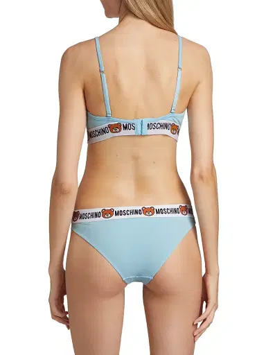 MOSCHINO Women's Underbear Logo Band Cotton Bralette - Light Blue | Thumbnail 4 MOSCHINO Women's Underbear Logo Band Cotton Bralette - Light Blue | Thumbnail 4
