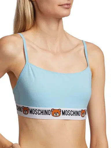 MOSCHINO Women's Underbear Logo Band Cotton Bralette - Light Blue | Thumbnail 5 MOSCHINO Women's Underbear Logo Band Cotton Bralette - Light Blue | Thumbnail 5