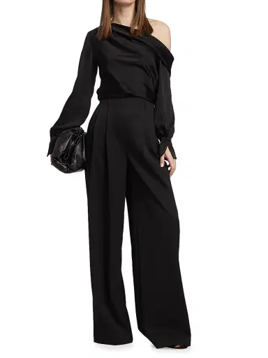 Simkhai Women's Alice Satin One-Shoulder Top - Black - Size Medium | Thumbnail 2 Simkhai Women's Alice Satin One-Shoulder Top - Black - Size Medium | Thumbnail 2