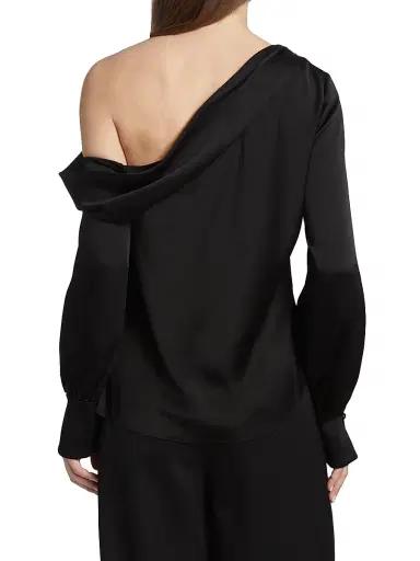 Simkhai Women's Alice Satin One-Shoulder Top - Black - Size Medium | Thumbnail 5 Simkhai Women's Alice Satin One-Shoulder Top - Black - Size Medium | Thumbnail 5