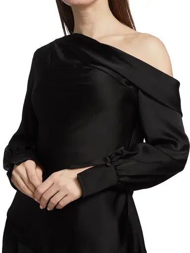 Simkhai Women's Alice Satin One-Shoulder Top - Black - Size Medium | Thumbnail 6 Simkhai Women's Alice Satin One-Shoulder Top - Black - Size Medium | Thumbnail 6