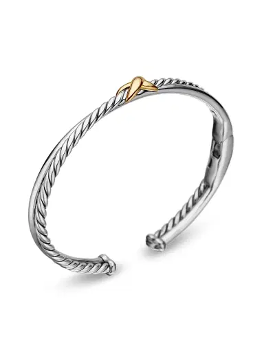 David Yurman Women's Petite X Center Station Bracelet with 18K Yellow Gold - Silver | Thumbnail 4 David Yurman Women's Petite X Center Station Bracelet with 18K Yellow Gold - Silver | Thumbnail 4