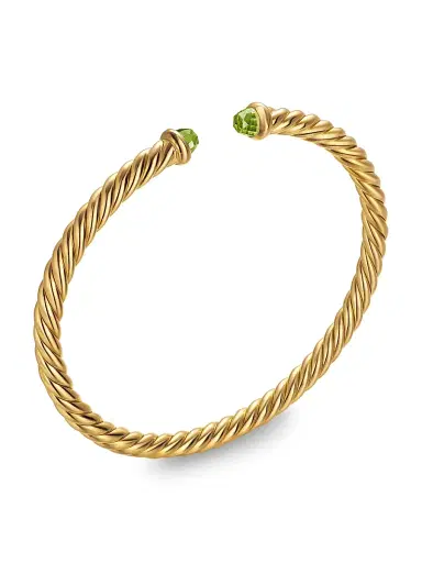 David Yurman Women's Cablespira Flex Bracelet in 18K Yellow Gold - Peridot | Thumbnail 2 David Yurman Women's Cablespira Flex Bracelet in 18K Yellow Gold - Peridot | Thumbnail 2