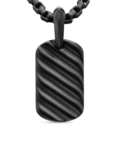 David Yurman Men's Sculpted Cable Tag Pendant In Titanium - Black | Thumbnail 5 David Yurman Men's Sculpted Cable Tag Pendant In Titanium - Black | Thumbnail 5