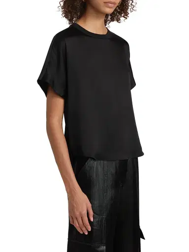 SIMKHAI Women's Addy Knit-Back T-Shirt - Black | Thumbnail 4 SIMKHAI Women's Addy Knit-Back T-Shirt - Black | Thumbnail 4