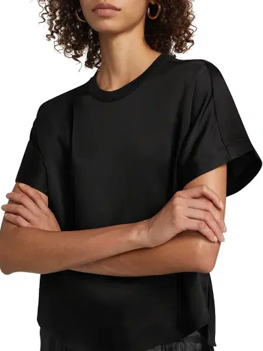 SIMKHAI Women's Addy Knit-Back T-Shirt - Black | Thumbnail 6 SIMKHAI Women's Addy Knit-Back T-Shirt - Black | Thumbnail 6