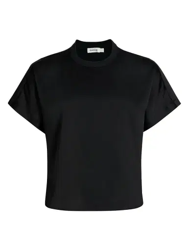 SIMKHAI Women's Addy Knit-Back T-Shirt - Black | Thumbnail 1 SIMKHAI Women's Addy Knit-Back T-Shirt - Black | Thumbnail 1
