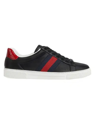 Gucci Men's Ace Leather Web Low-Top Sneakers - Green Multi | Thumbnail 7 Gucci Men's Ace Leather Web Low-Top Sneakers - Green Multi | Thumbnail 7