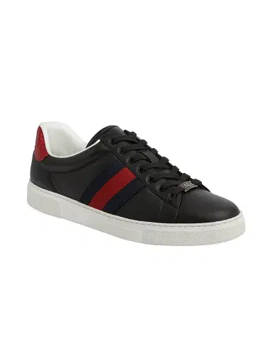 Gucci Men's Ace Leather Web Low-Top Sneakers - Green Multi | Thumbnail 8 Gucci Men's Ace Leather Web Low-Top Sneakers - Green Multi | Thumbnail 8