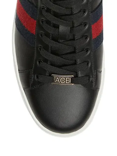 Gucci Men's Ace Leather Web Low-Top Sneakers - Green Multi | Thumbnail 10 Gucci Men's Ace Leather Web Low-Top Sneakers - Green Multi | Thumbnail 10