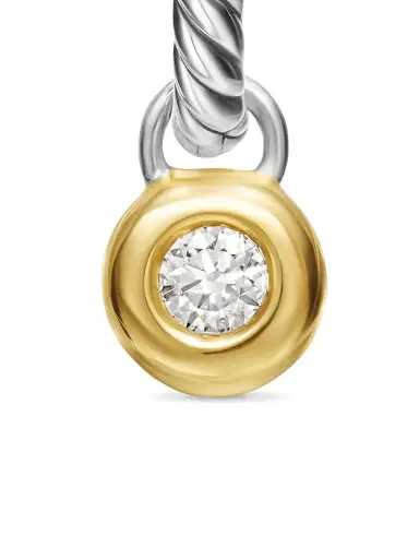 David Yurman Women's Petite Cable Huggie Drop Earrings in Sterling Silver with 14K Yellow Gold and Diamonds, 17.5MM - Diamond | Thumbnail 4 David Yurman Women's Petite Cable Huggie Drop Earrings in Sterling Silver with 14K Yellow Gold and Diamonds, 17.5MM - Diamond | Thumbnail 4