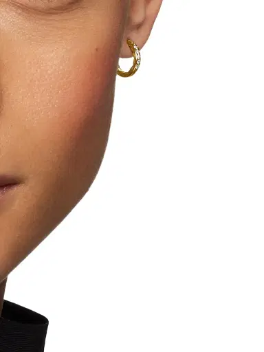 David Yurman Women's Pavé Huggie Hoop Earrings in 18K Yellow Gold with Diamonds, 13mm - Diamond | Thumbnail 2 David Yurman Women's Pavé Huggie Hoop Earrings in 18K Yellow Gold with Diamonds, 13mm - Diamond | Thumbnail 2