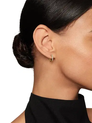 David Yurman Women's Pavé Huggie Hoop Earrings in 18K Yellow Gold with Diamonds, 13mm - Diamond | Thumbnail 6 David Yurman Women's Pavé Huggie Hoop Earrings in 18K Yellow Gold with Diamonds, 13mm - Diamond | Thumbnail 6