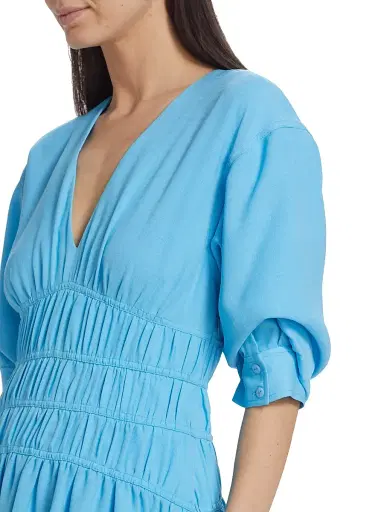 SIMKHAI Women's Diem Gauze Bubble-Hem Minidress - Capri | Thumbnail 6 SIMKHAI Women's Diem Gauze Bubble-Hem Minidress - Capri | Thumbnail 6